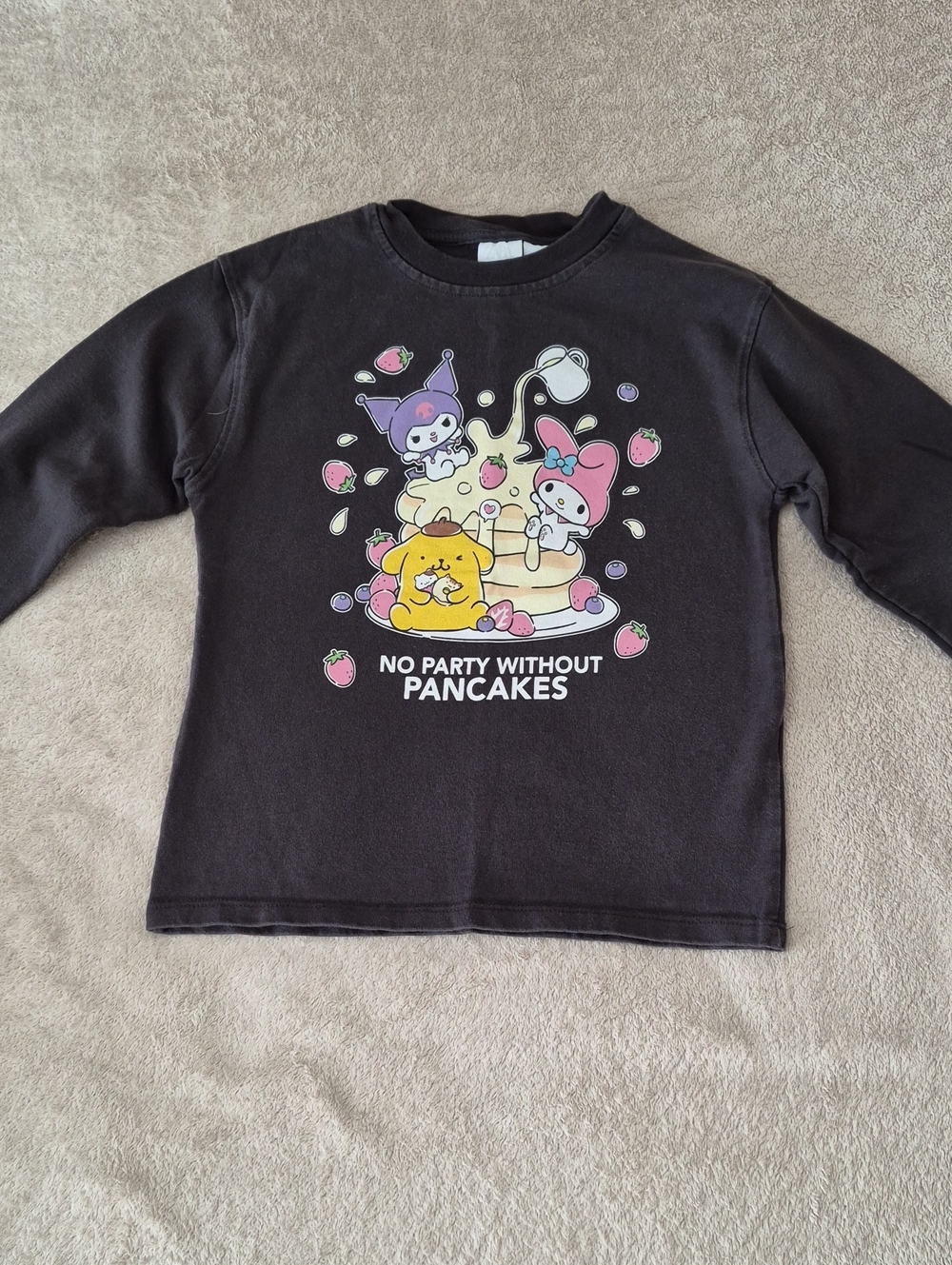 Kids Black Graphic Pancake Party Long-Sleeve Tee